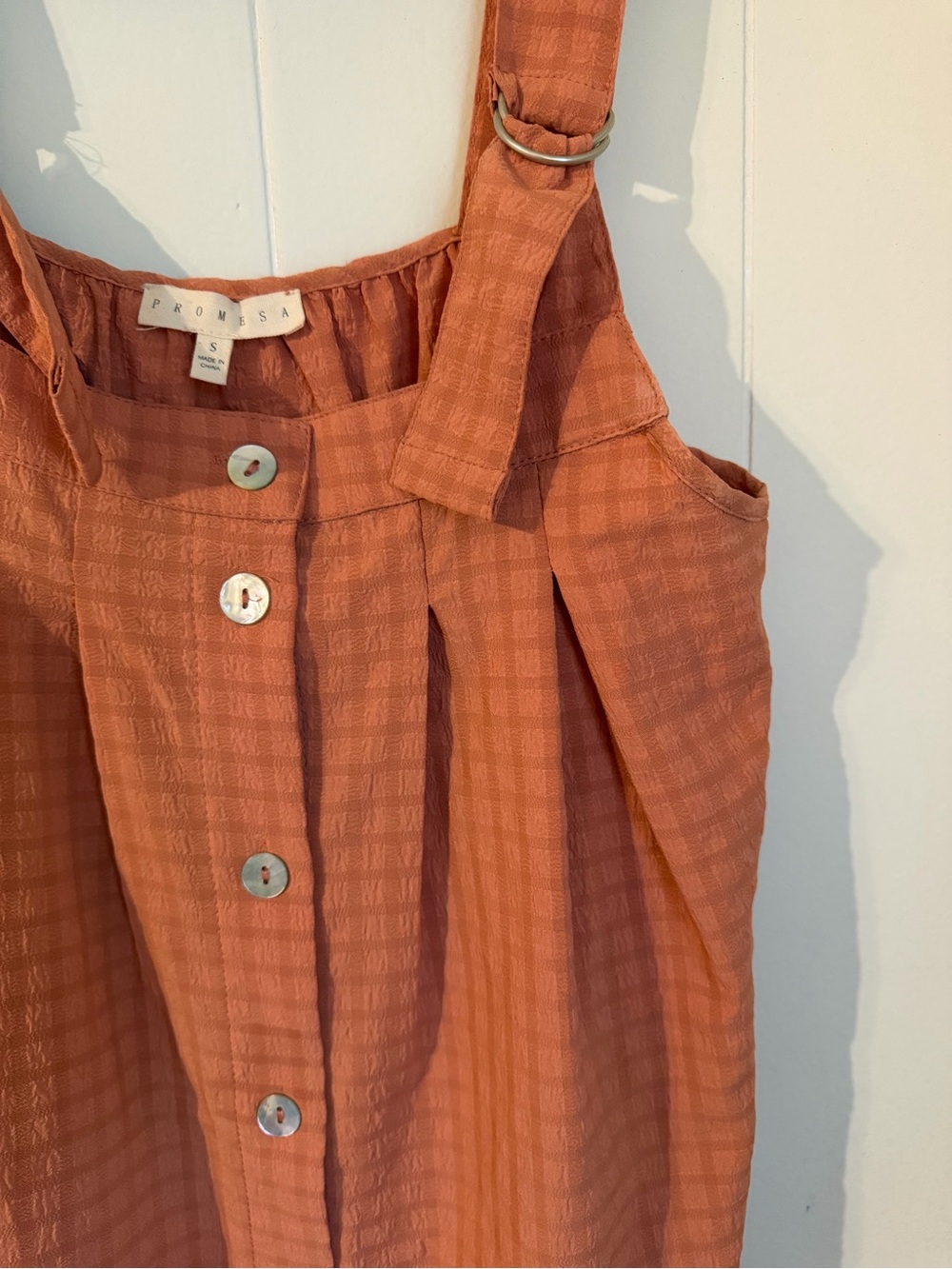 Process Burnt Orange Button-Front Ruffle Dress - Picture 3 of 3